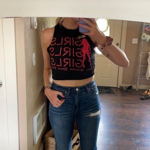 Cropped high neck tank